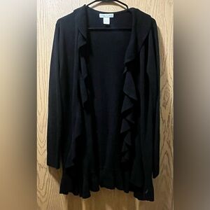 Vintage Suzie Elegant Black Ruffle Cardigan